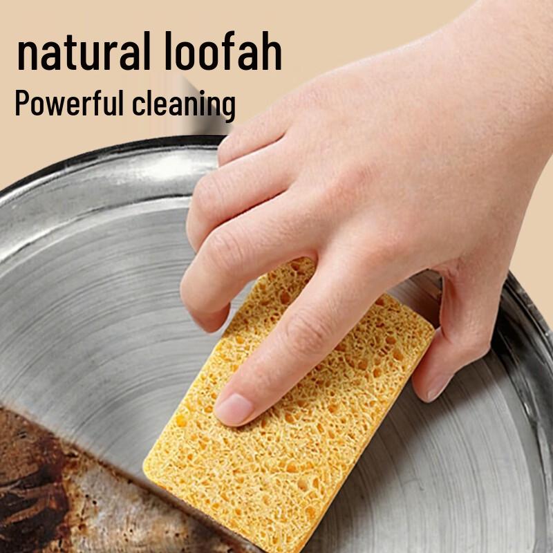 Luffa & Wood Pulp Double-Sided Dishwashing Sponge