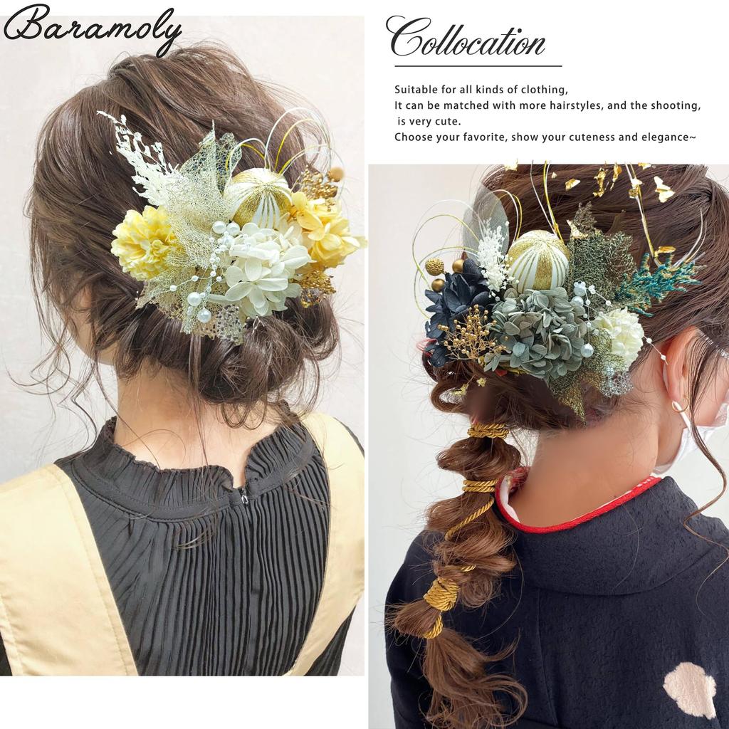 Baramoly Hair Ornament for and Perfect for and Entrance Features Include a Mizuhiki Gold Leaf and Hair String Perfect for and Also Suitable for