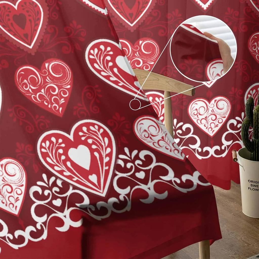 Valentinstag Liebe Romantik Festival Gardinen für Wohnzimmer Küche Fenster Vorhänge Schlafzimmer Tüll Voile Vorhänge