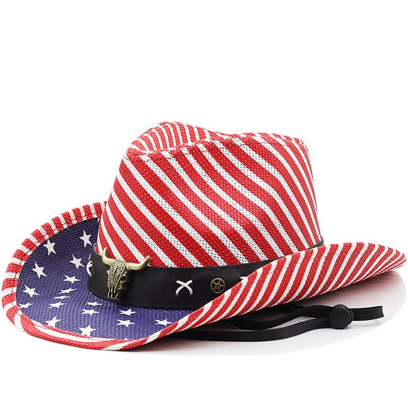 American flag western panama cowboy usa hat sailor dance top hat personality prairie star jazz hat