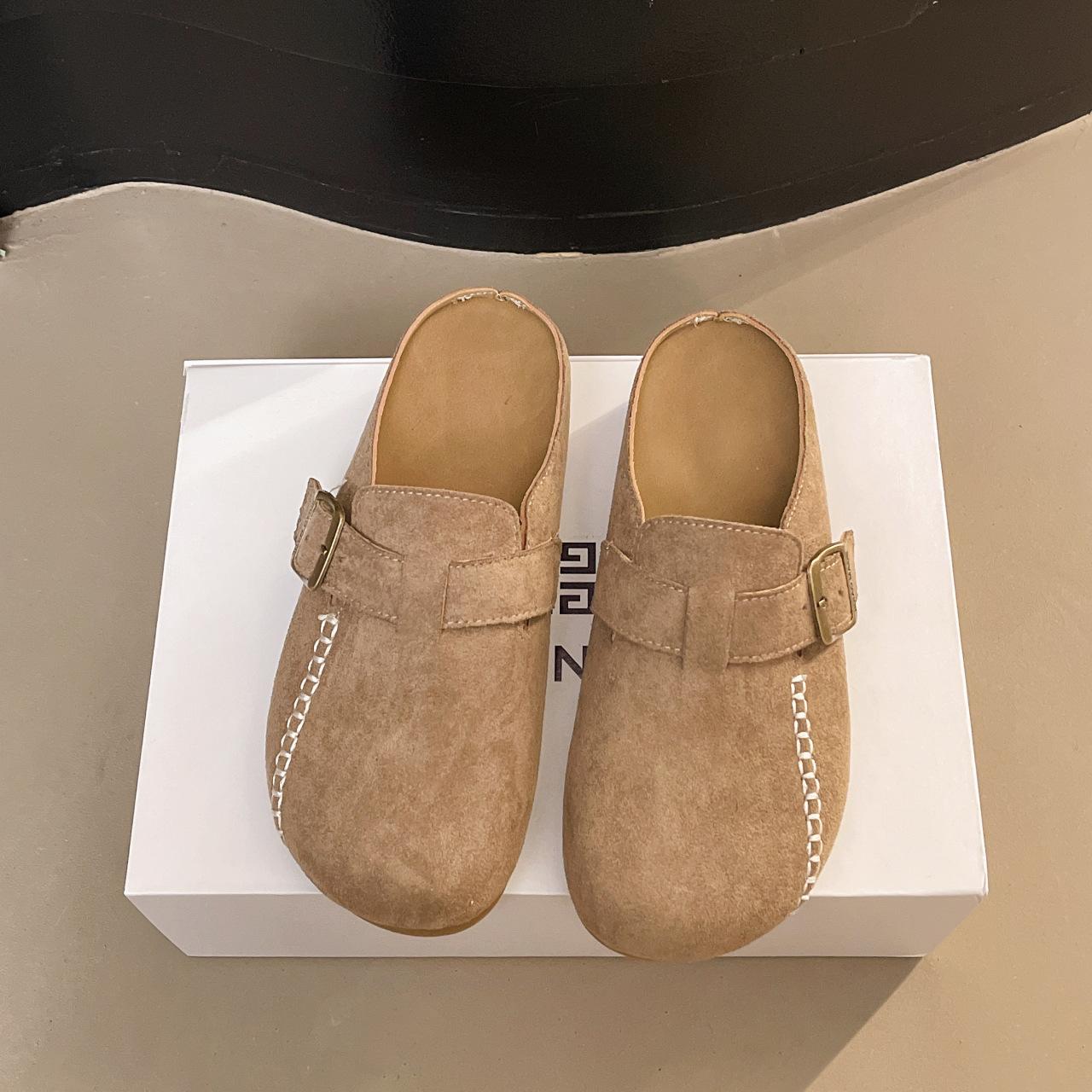 

Fashion Classic Cork Clogs Slippers Women Soft Footbed Suede Sandals with Arch Support Trendy Beach Slides Home 35 хаки