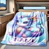 Fantasy Dragon With Colorful Scales And Flowers Blanketcustomizable With Your Namecomfortable And Stylish Perfect For Travel Beds Chairs Offices Sofas