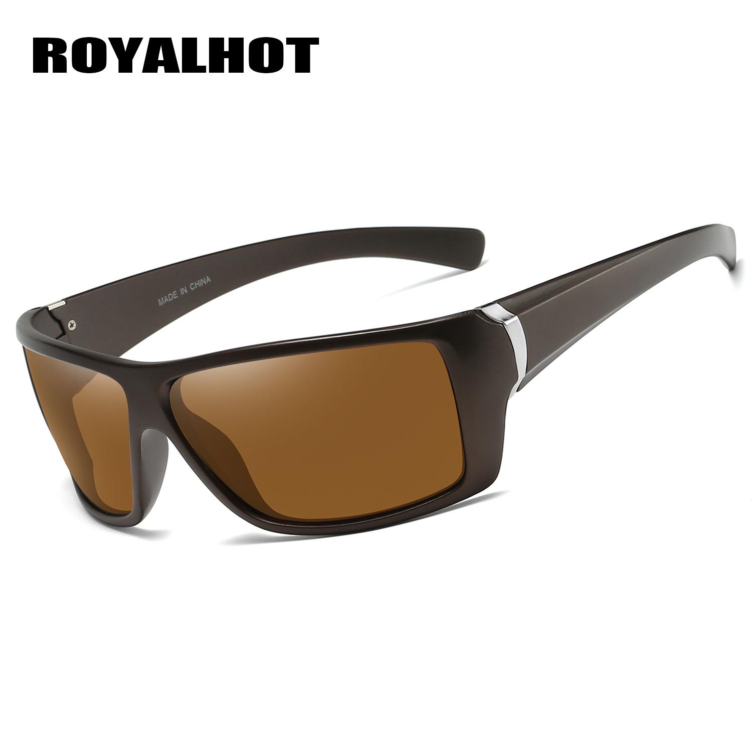 

RoyalHot унисекс поляризационные синие спортивные солнцезащитные очки винтажные солнцезащитные очки ретро очки оттенки, UV400 коричневый