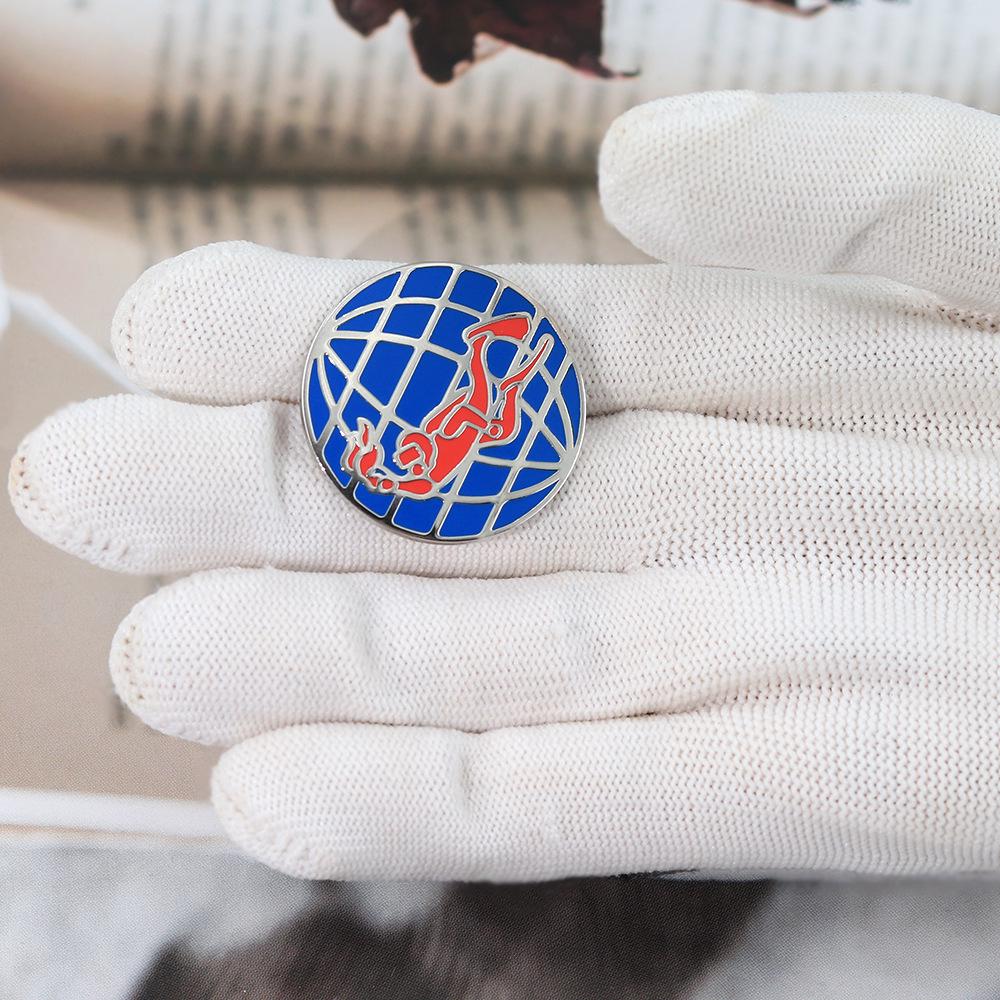 PADI Enamel Brooch: Red Diver & Blue Earth Scuba Diving Badge for Backpack