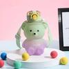 1pc Bear Gradient Cute Water Cup, Summer High-value Girl Plastic Cup, Portable Straw Cup, Large-capacity Water Bottle