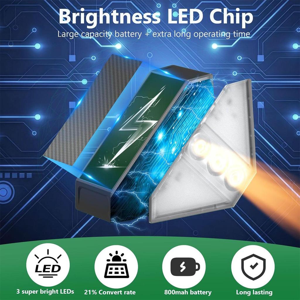 Solar Led Step Lamp Stair Lamps Lights Light Powered Outdoor Resistant Free Garden Triangle Landscape No Night Deck Tape Pathway