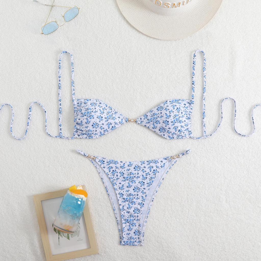 Europäischer & Amerikanischer Leopardendruck Schnür-Bikini: 3-teiliger Badeanzug für Damen