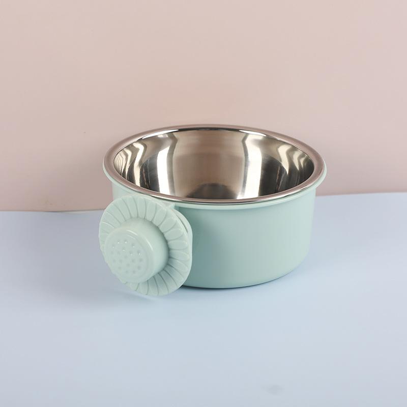 Miao Xin Bao Dog Cage Hanging Fixed Dog Bowl, Dog Cage with Stainless Steel Inner Liner, Pet Hanging Bowl