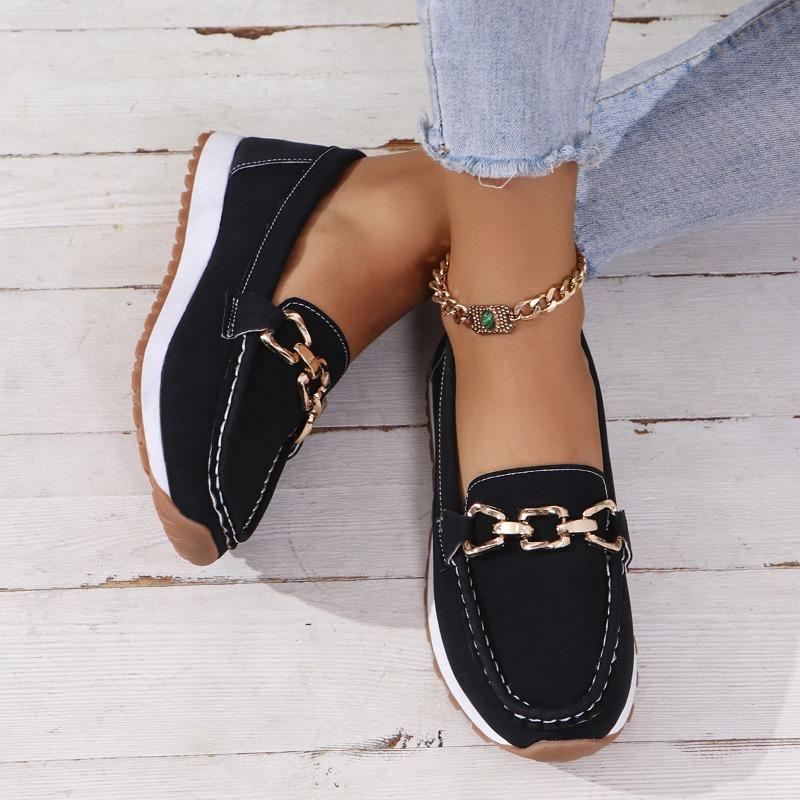 2025 New Metal Chain Flat-bottomed Thick-soled Casual Loafers