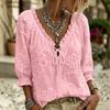 Damen Bluse mit Stickerei und Rüschen V-Ausschnitt