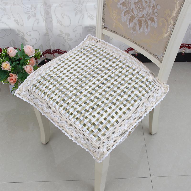 Подушки для дома Four Seasons мягкие накладки на стулья для столовой квадратная клетчатая пасторальная подушка для сидения тонкая подушка для сидения в офисе и классе 40x40cm зелёный 1566₽