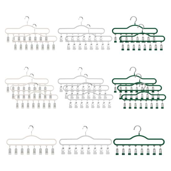 1/2/3Pcs Coat Hanger with 8 Clips Multi-Function Storage Hanger Space-Saving Hanging Wardrobe Organizer Jeans Skirts Scarves Belts Towels Accessories