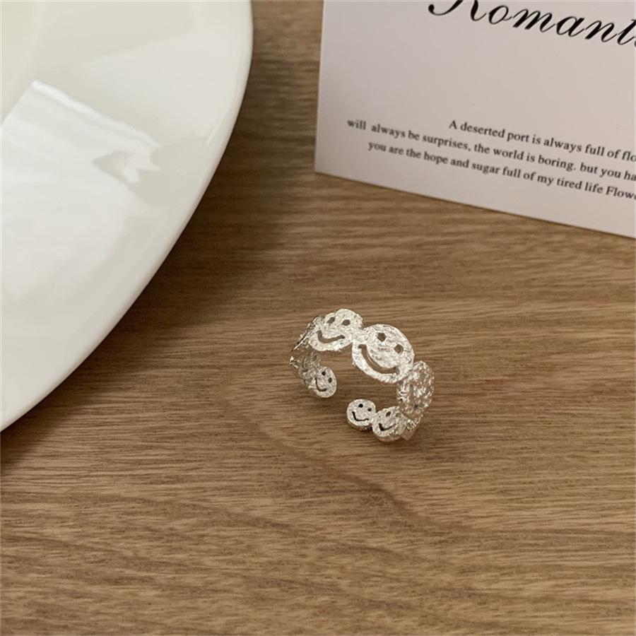 Irregular texture smiley face love ring open index finger ring cold wind design ring