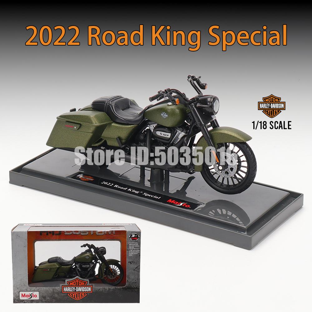 Maisto 1:18 Harley-Davidson Motorcycle 2022 Road King 2022 Fat Bob 114 Alloy Motorcycle Model Toy Car Collection