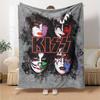Kiss Band Poster Art Flannel Blanket Super Soft Warm Cozy Blanket For Sofa Bed Office Travel Allseason Home Decor Gift
