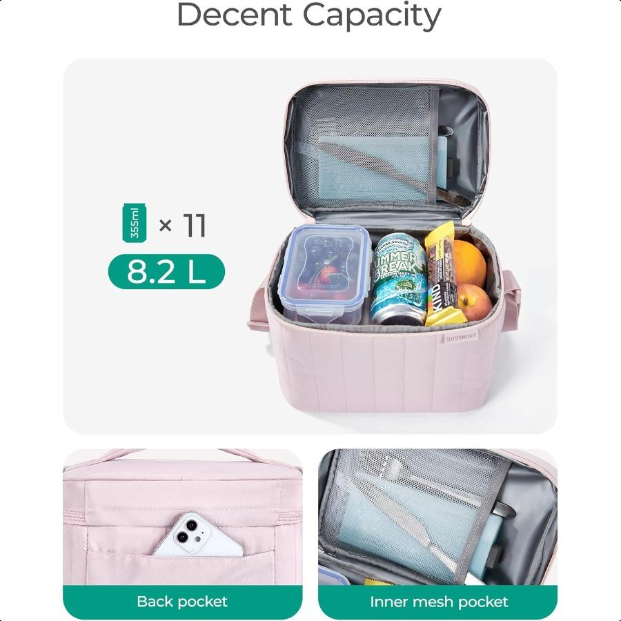 Lunch Box for Women Insulated Lunch Bag Cute Puffer Lunch Tote Bags Lightweight Quilted Reusable Cooler for Work Picnic Travel