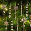 10 Stück Schneeflocken-Eiszapfen-Anhänger Acryl-Kristall Hängeset mit Schnüren Weihnachts-Kugeln Hängende Ornamente für Weihnachtsfeier Heimdekoration