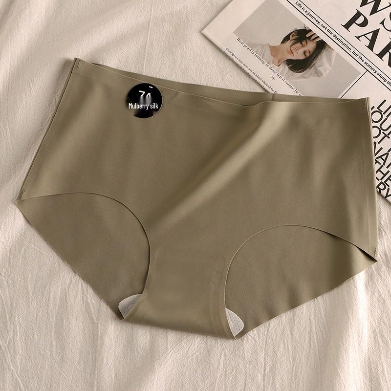 7A Nahtlose Damen Unterwäsche mit mittlerer Leibhöhe aus Maulbeerseide mit antibakteriellem Schritt für Teenager - Kein Verrutschen, Sport Yoga, Eis-Seide, Heißer Verkäufer