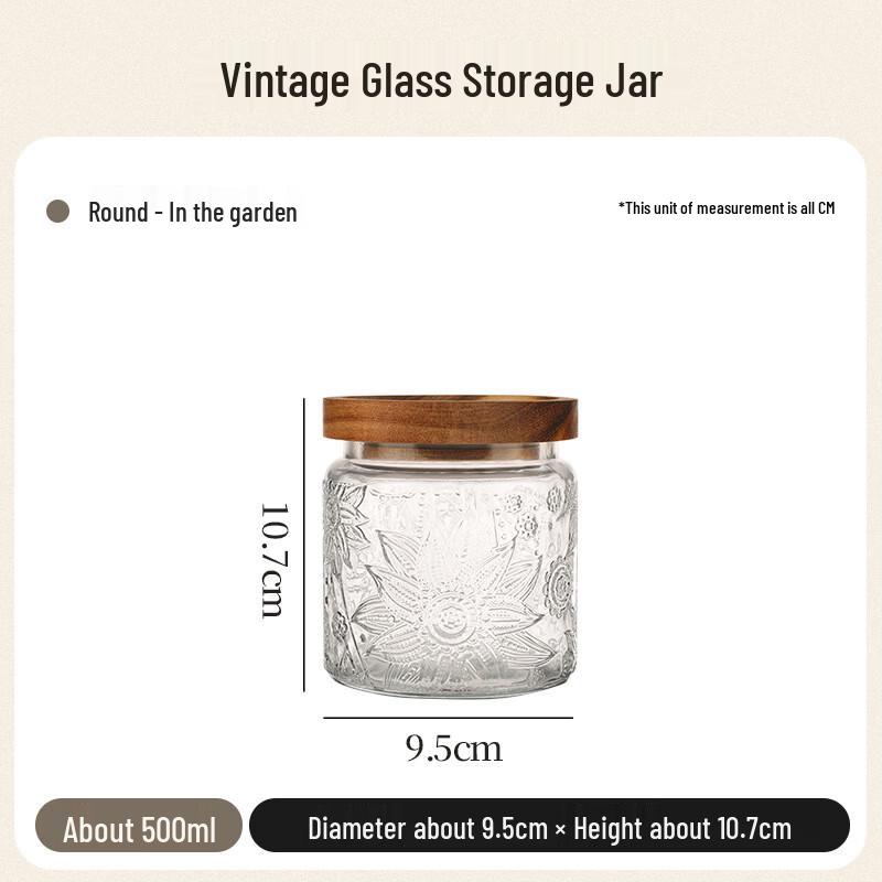 Retro Embossed Glass Food Storage Jars 500ml Small