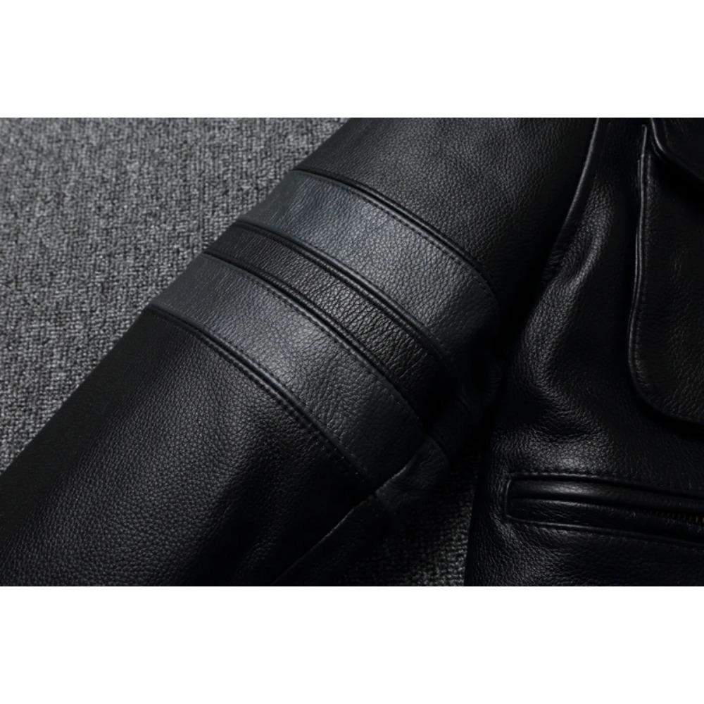 Chinese Size Classic Resident Men Leather Jacket Long Genuine Leather Coat Slim Fit Genuine Cowhide Mens Hunting Jacket Autumn