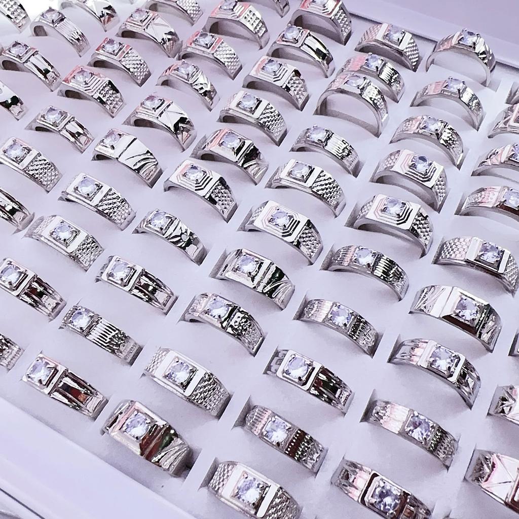 10Pcs Classic 4 Claw Crystal Zircon Ring Bride Wedding Jewelry Alloy Ring