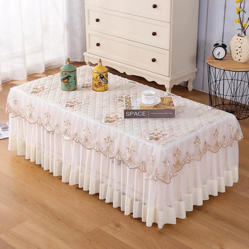 Lace Tablecloth Refinement Red Rectangular Dining Coffee Table Cover Cloth Living Room Home Decoration European-style Dust Cover
