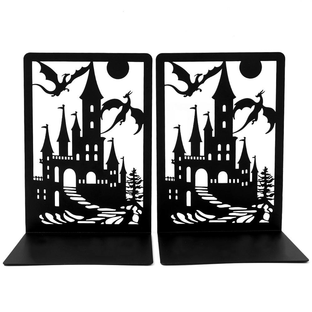 2Pcs Black Musical Notes Openwork Pattern Design Desktop Book Ends Office Desktop Home Bookends Gift For Book Loves Book Rack