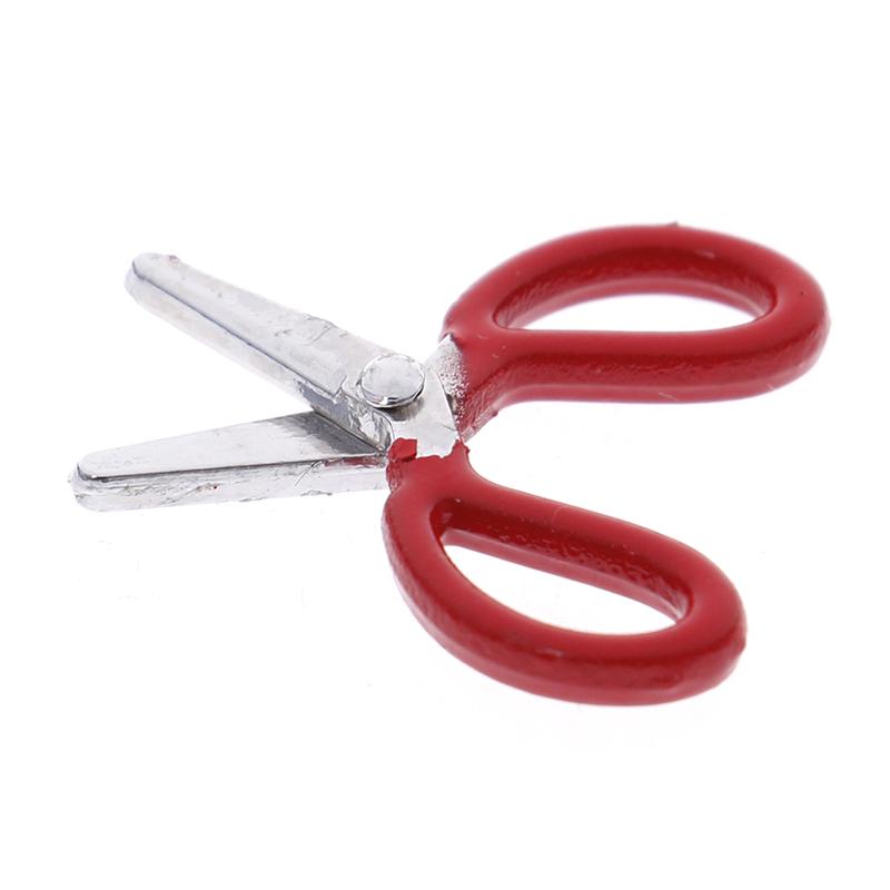 1:12 Dollhouse Mini Metal Red Scissors Simulation Furniture Scissors Model Toys