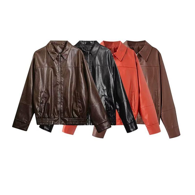 Kaslead New Women Clothes Western Style Fashion Imitation Leather Bomber Jacket Outerwear 4391864