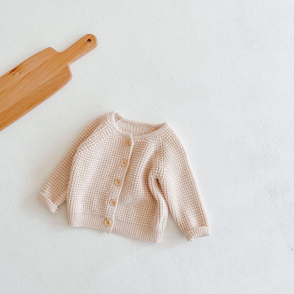 Spring & Autumn Baby Girls' Knitted Solid Color Jacket - Long Sleeve, Sweet Net Design