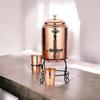 Copper Water Dispenser Set – 5 litres | Hammered Natural Finish | Includes Stand, 2 Glasses & ABS Tap | Ayurvedic Tamra Jal Water Storage Pot