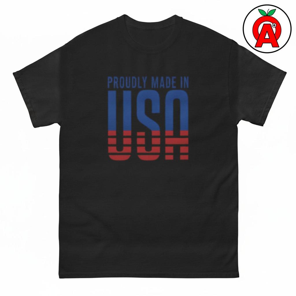 Proudly Made in USA T-Shirt, Patriotic Graphic Tee, American Pride Classic Cotton Shirt, Conservative Casual Top