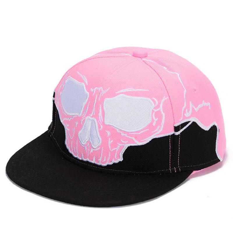 Унисекс бейсболка ZHENYUEQI с вышивкой черепа, плоским козырьком, в стиле хип-хоп