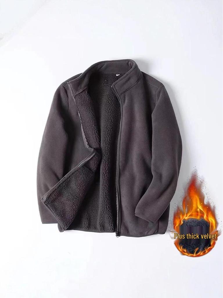 Unisex Polar Fleece Windbreaker Hoodie - Cozy, Thickened Velvet Jacket for Autumn & Winter