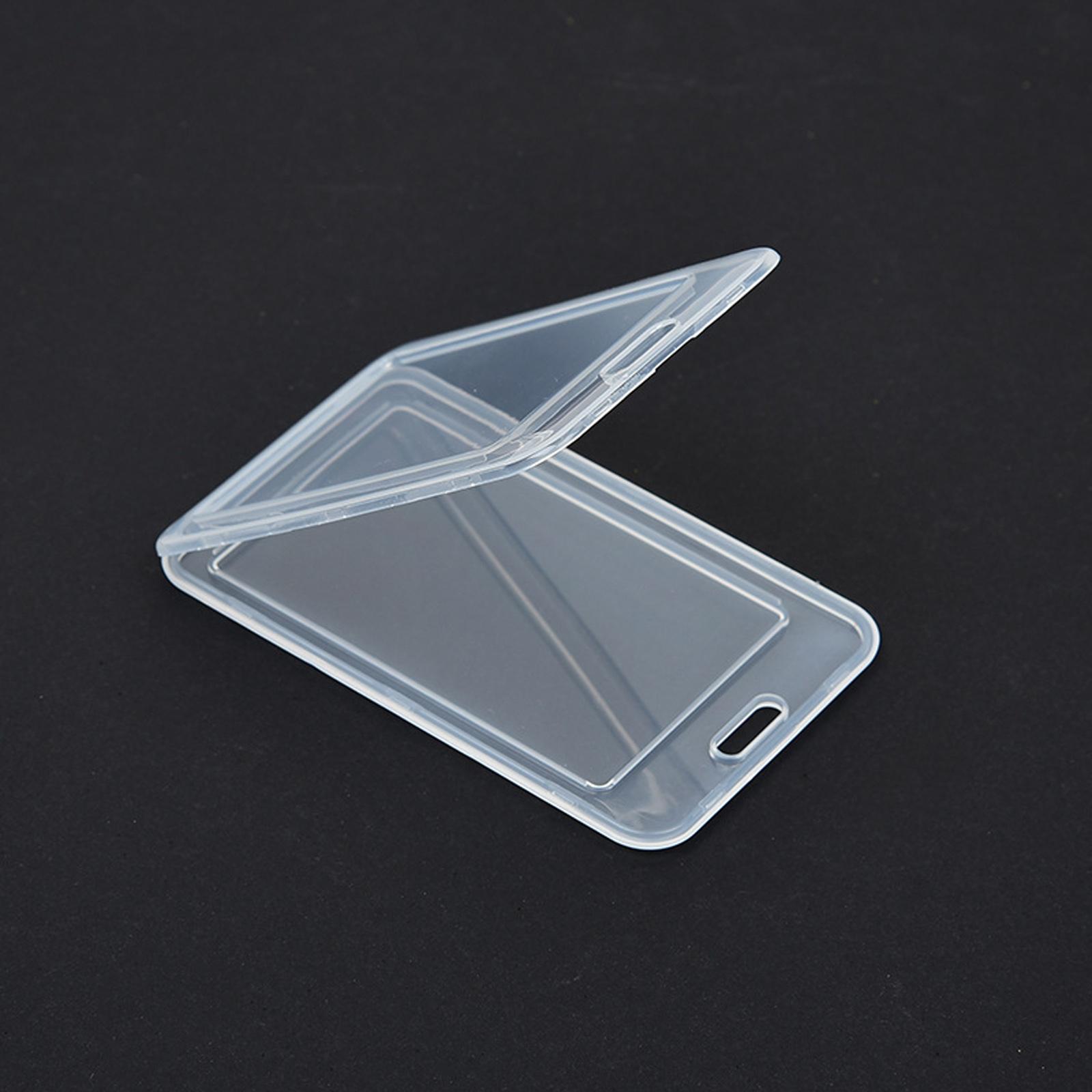 Transparent Double Sided Flip Cover Card Holder Badge Holder Work ID Card Case with Lanyard Slot for Office School Bus Access Control One Size