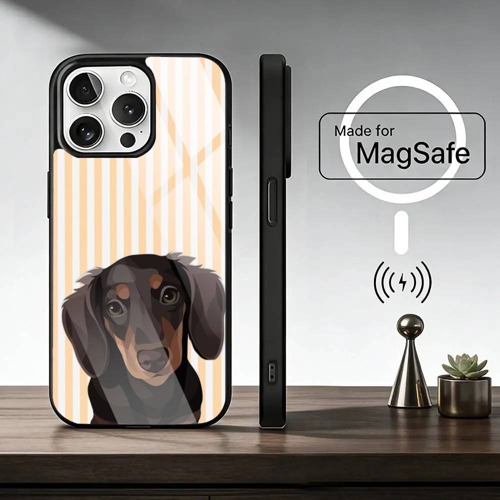 Cute Dachshund Bulldog Phone Case For iPhone17,16,15,14,13,12,11 Plus,Pro Magnetic For Magsafe Wireless Charging