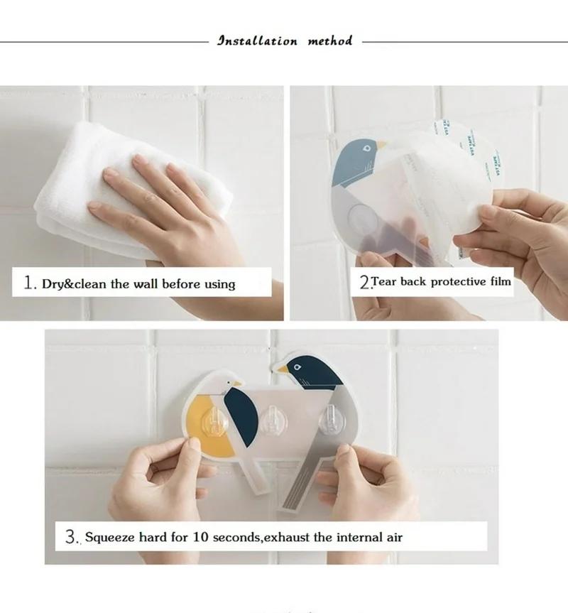 Creative Bird Hook Multifunction Strong Sticky Door Sucker Wall Hooks Home Strong Adhesive Nail-free Hanger For Kitchen Bathroom