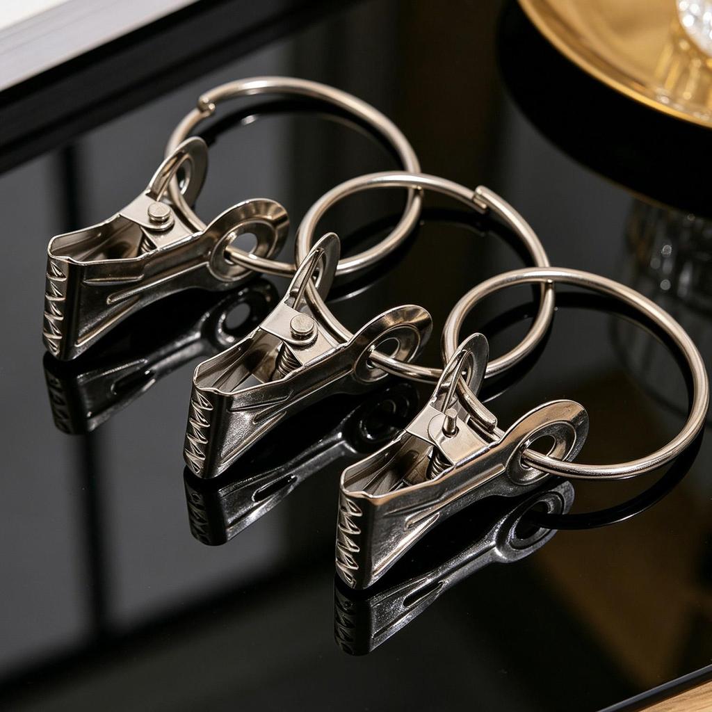10/50x Gancio Metallico per Tende Anelli per Tende Clip per Asta Molletta per Doccia Fibbia Argentata Anello Appendioggetti Forniture per Decorazione Storage Casa