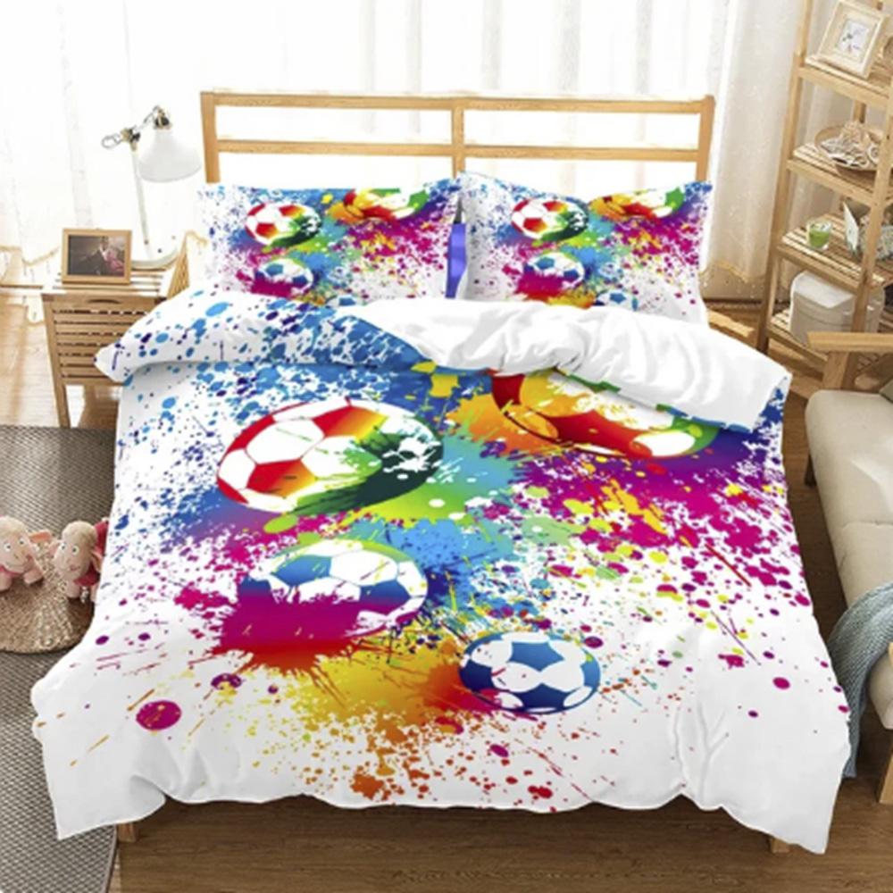 Footboll Cartoon Duvet Cover Sports Home Pillowcase Set Adult Bedroom Children Comforter Bedding