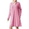 IHUASU Women's Fashion  Spring Autumn Solid Color Print O-Neck Long Sleeve Casual Dresses
