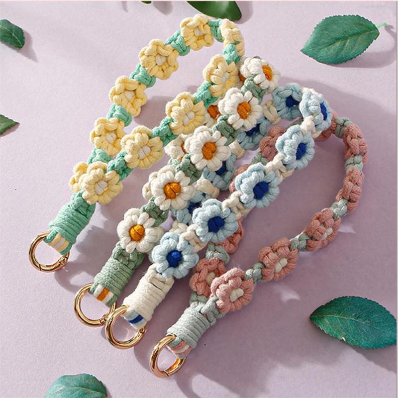 Handy-Lanyard, Blumen-Handykette, Handgewebt, Hochwertiges Kamera-Lanyard, Ins-Anhänger, Gänseblümchen-Handy-Lanyard für Damen