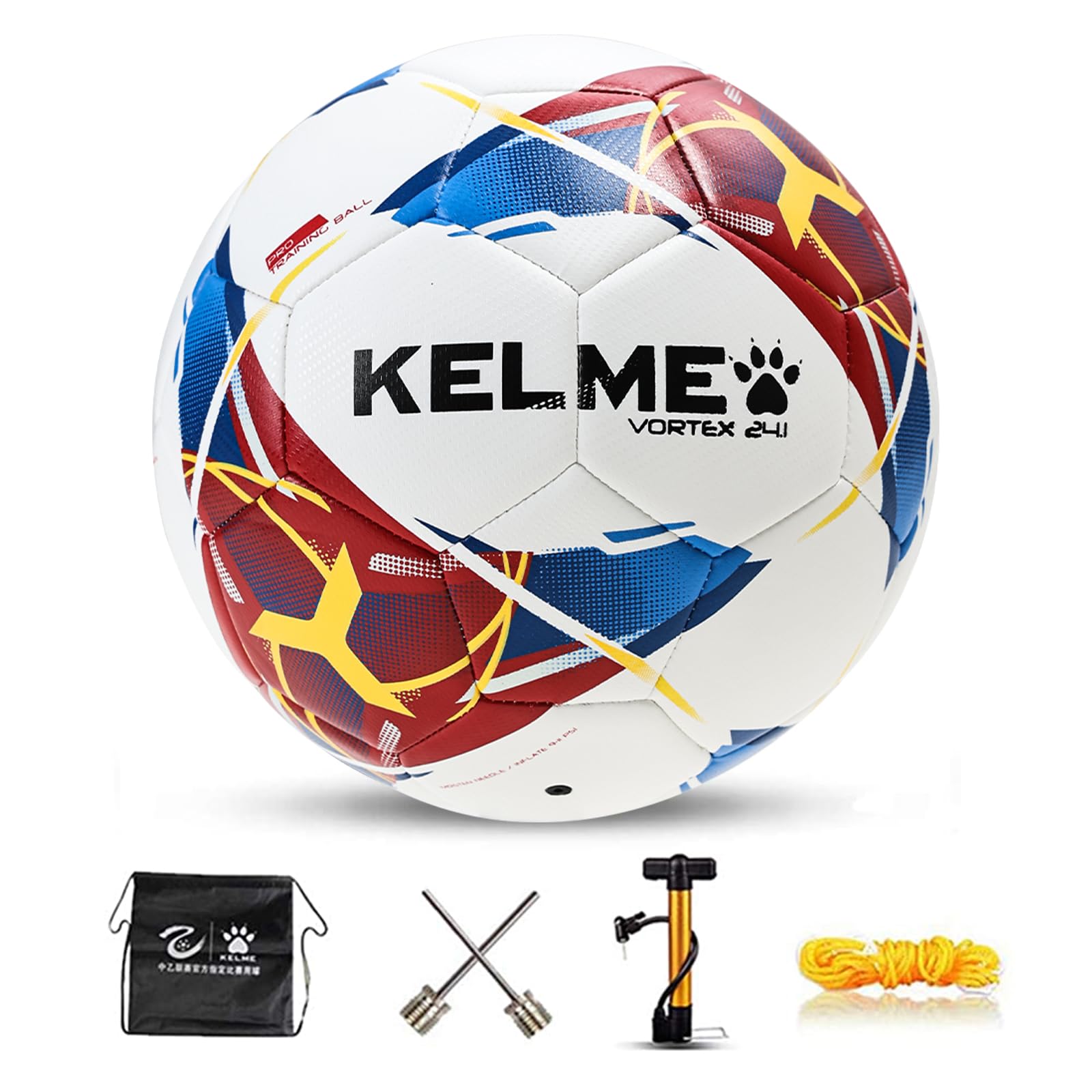 

KELME Soccer Ball, Size 4 & 5, Adult, Match Ball, Wear-Resistant, Futsal, Practice Ball, Kids, Lightweight, Durable (9401QU5124 Red, Size 4)