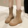 Autumn Winter Female Flock Suede Thick Heels Size Soft Daily Boots Fashion Women High Quality Ankle Boots