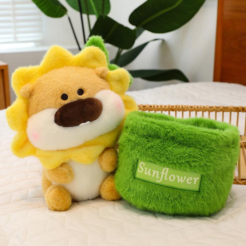 Creative Sun Flower Lion Plush Toy Children Comfort Doll Bottle Lion Home Healing Pillow