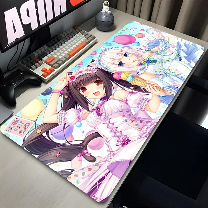 C-Chocola-N-Nekopara Mousepad Anime Girl Pink Desk Mat Keyboard Accessories Gaming Mouse Pad Laptop Extended Office Carpet Mats