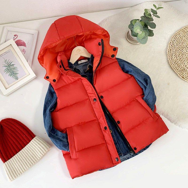 

Kids Hooded Sleeveless Down Cotton Vest for Boys & Girls - Stylish Autumn/Winter Outerwear 150 (Height 130-140 cm)