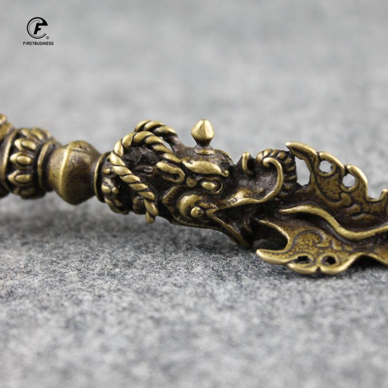 Retro Copper Buddha Instrument Dragon Head Just Vajry Pestle Puer Tea Knife Ornament Home Decoration Antique Brass Desk Decor