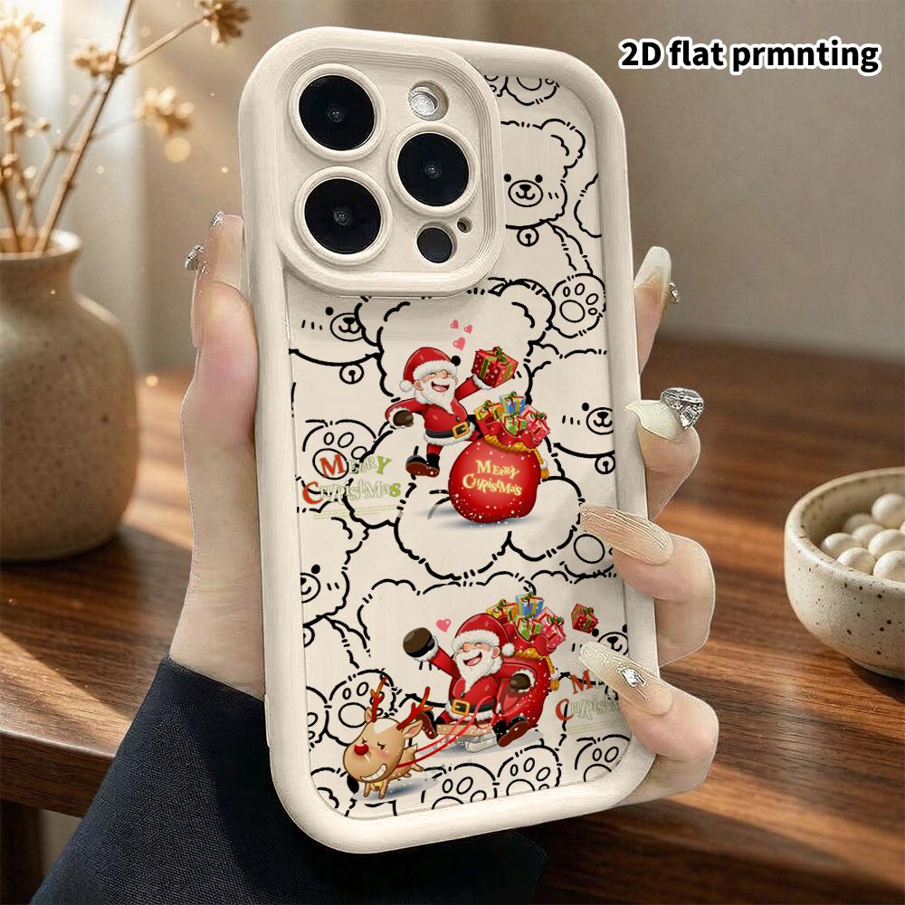 Phone Case: 2D Flat Design Suitable for iPhone 18 17 16 15 14 13 Pro Tiered Protective Case, Two Sets of Santa Claus, Christmas and Halloween Gifts