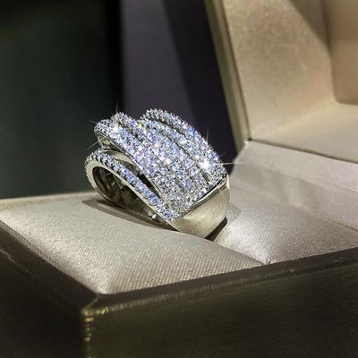 2022 New Product Exaggerated Micro -Inlaid Zircon Ring For Women 925 Silver Personality Ring Full Zircon Ring Jewelry Gift