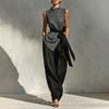 Women's Suits Two Piece Set Breathable Casual Loose Fit Solid Color Outfits for Home Party Office Vacation Daily Wear
